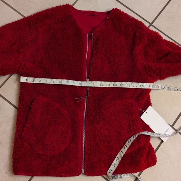NWT Lululemon Oh So Sherpa Full Zip Jacket Dark Red Size 8 - Picture 7 of 14